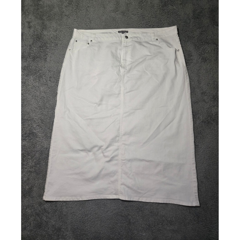 Jessica London Womens White Denim Maxi Skirt Plus Size 24W Casual